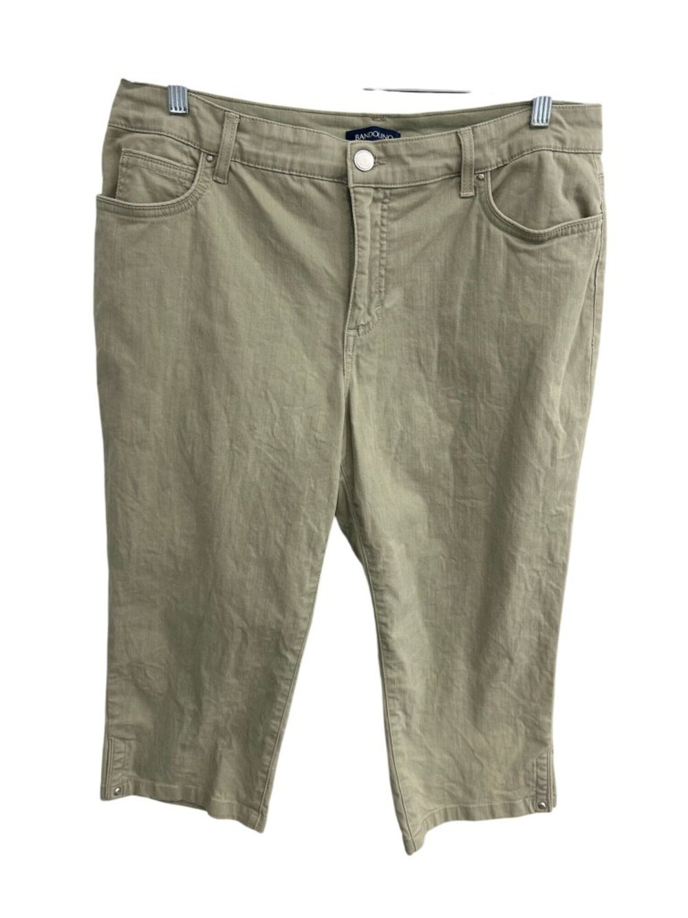 Bandolino 16 Khaki Mid Rise Capri Pants Stretch Cotton Minimalist Old Money